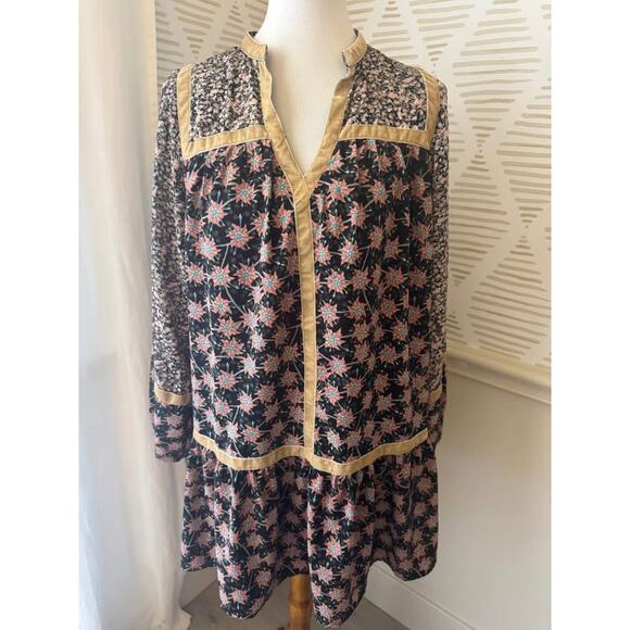 Entro Women’s Small Velvet Trimmed Black Peasant Dress - Picture 1 of 6